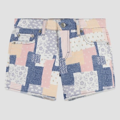 Levi's® Girls' Fray Printed Patchwork Shorts - Blue