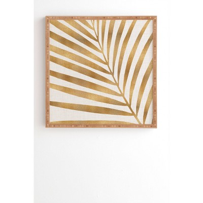 12" x 12" Modern Tropical Metallic Palm Leaf Framed Wall Art - Deny Designs: Eco-Friendly Bamboo Frame, Digital Botanical Print