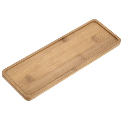 Unique Bargains Indoors Bamboo Rectangular Plant Pot Saucer Flower Drip Tray 28x9.5cm Wood Color 1Pc