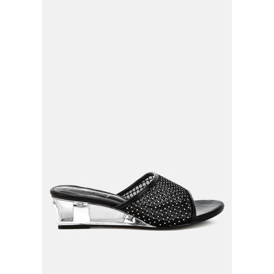 Tempra Mesh Clear Heel Wedge Sandals Women