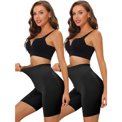 Allegra K Women's High Waisted Slimmers Tummy Control Slip Panties Shapewear 2 Pcs