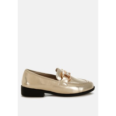 Dendron Diamante Horsebit Metallic Loafers Women