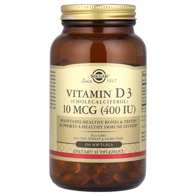 Solgar Vitamin D3, 10 mcg (400 IU), 250 Softgels