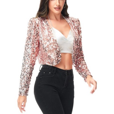 Anna-Kaci Women's Sequin Bedazzled Long Sleeve Bolero Jacket