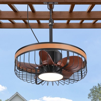 Airsurfer 19" 6 Speed Waterproof Ceiling Fan with 3 Color Temperatures LED Light and Remote,5 ABS Blades,Light with Memory Function