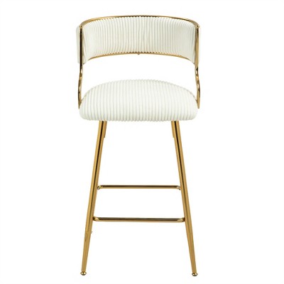COWLOWN Luxury Corduroy Counter Stool with Gold Base, Bar Stool for Kitchen Island & Home Decor