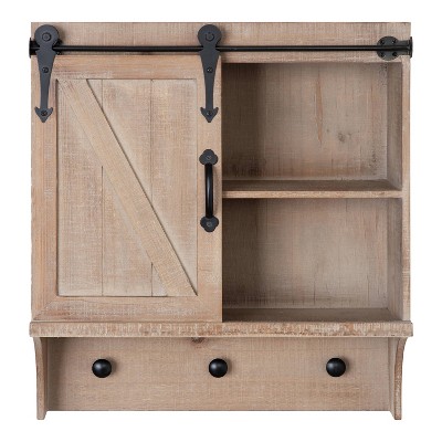 18" x 8" x 20" Decorative Farmhouse Cabinet - Kate & Laurel All Things Decor: Rustic Organizer with Sliding Door