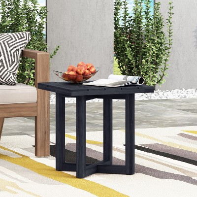 Christopher Knight Home Winona Outdoor Rustic Slat Panel  Acacia Wood Square End Table with Criss-Cross Base