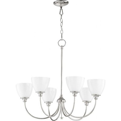 Quorum Lighting Celeste 6-Light Chandelier, Polished Nickel, Opal Glass Shade