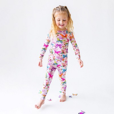 Girls Watercolor Butterfly Classic Pajama Set - Posh Peanut