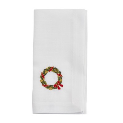 Saro Lifestyle Table Napkins With Embroidered Wreath Design (Set of 4)