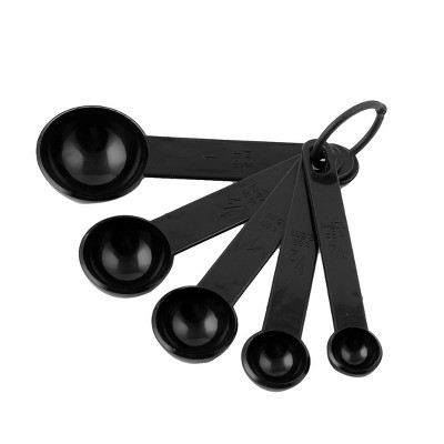 Unique Bargains Plastic Kitchen Tea Soup Coffee Graduated Measuring Spoon 5 in 1 Black 1 Set