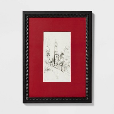 18" x 24" Vintage City Sketch Framed Wall Art - Threshold™ designed with Studio McGee: Modern Lithograph, Architecture Decor