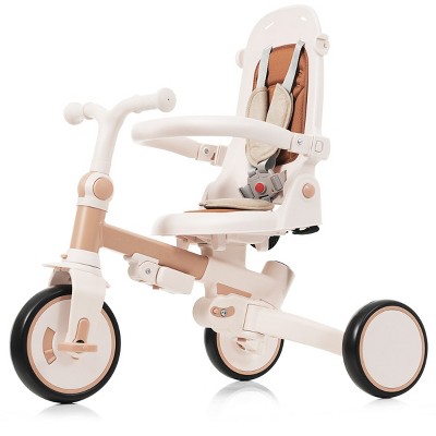 7-in-1 Foldable Toddler Tricycle,Baby Trike with Adjustable Handle,Canopy,Guardrail & Removable Pedals, Push Bike for Kids 1-5 Years-3irtyhousy