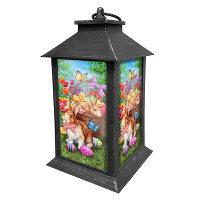 Briarwood Lane Spring Easter Lantern 13.5" x 5.5" x 5.5" Bunnies and Baskets For Easter Lantern