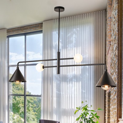 LLHZSY Modern Chandelier Linear Pendant Lights-Black-50" Wide 4-Light Fixture for Dining Room Kitchen Island Living Room