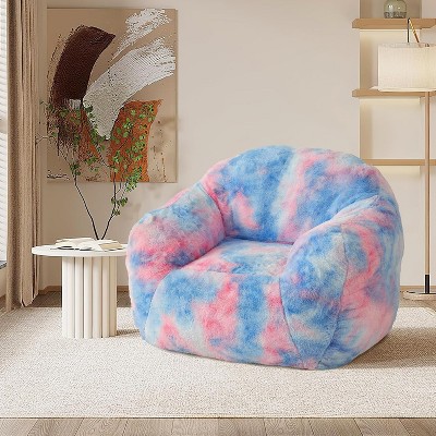 Oversized Bean Bag Chair with Armrest & Backrest - Plush Faux Fur Memory Foam Lounger, Ergonomic Large Beanbag Sofa for Adults, Gaming Chair