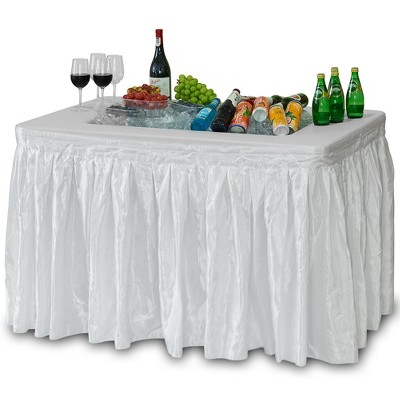 Modern Home 4' Portable Folding Party Ice Bin Table with Edge and Skirt - White