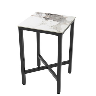 Bar Table High Top Table Metal Legs Marble Top Square Pub Table for Out / Indoor