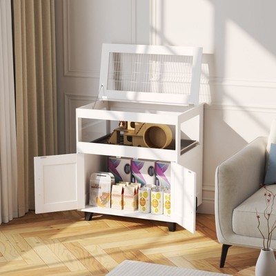 Famapy White Small Pet Cage Hamster Cage with a Pull-Out Tray and a Flip-Top Metal Mesh – Designed for Easy Cleaning and Convenient Feeding
