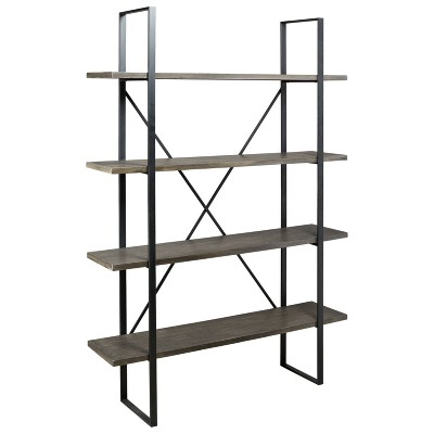 Gilesgrove Bookcase Black/Gray - Signature Design by Ashley: Modern Style, 4-Tier Metal Frame, Open & Adjustable Shelves