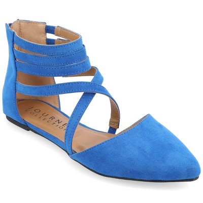 Journee Collection Women's Marlee Back Heel Zip Pointed Toe Cage Flats