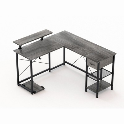 Sevobal Desks L-Shaped Multifunctional Desk Ample Storage, Ergonomic Design for Home Office Study, Gray, 53.9"*51.2"*29.5"