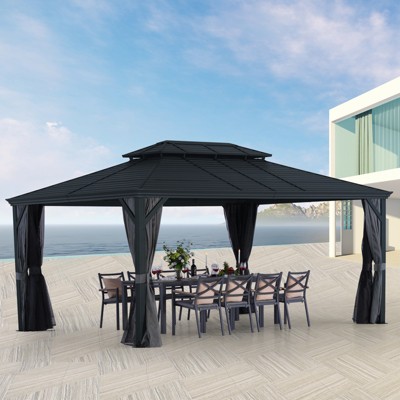 UNISOAR Hardtop Gazebo with Galvanized Steel Double Roof