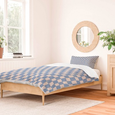 Deny Designs Schatzi Brown Alice Check Duvet Cover Bedding Set Blue