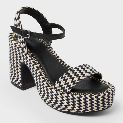 Women's Madeline Woven Platform Sandal Heels with Memory Foam Insole - Universal Thread™ Black