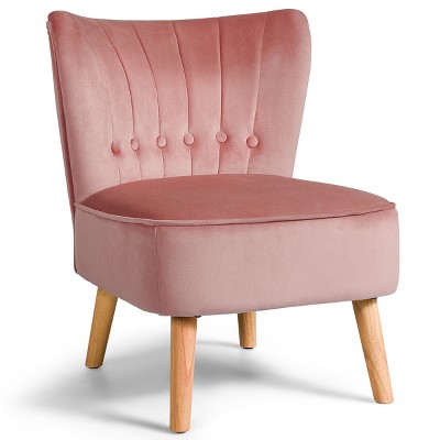 Costway Armless Accent Chair Tufted Velvet Leisure Chair Single Sofa Upholstered BlueGreenPink