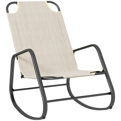 Outsunny Garden Rocking Chair, Outdoor Indoor Sling Fabric Rocker for Patio, Balcony, Porch