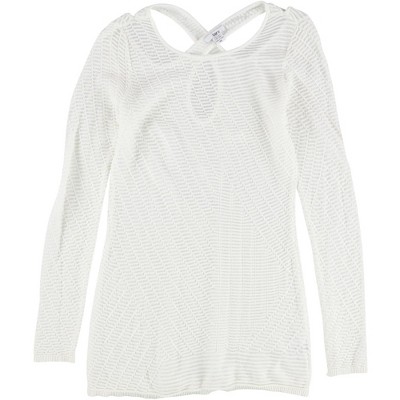 bar III Womens Cross-Back Tunic Pullover Sweater, White, X-Small