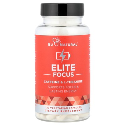 Eu Natural Elite Focus, Caffeine & L-Theanine, 120 Vegetarian Capsules