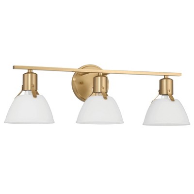 Robert Stevenson Lighting Cooper Metal 3-Light Vanity Light with Etched Glass Shades