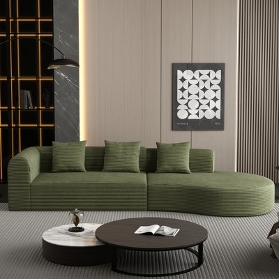 VASIP 123" Extra Large Deep Modular Cloud Sofa ,4-Seat Soft Corduroy Cloud Style, Can Sit or Lie Down,for Living Room,No Assembly Required,Green