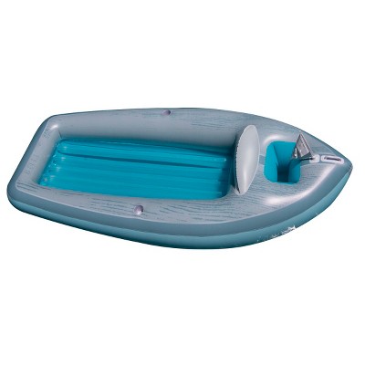 Swimline 8.75' Inflatable Classic Boat Cruiser with Cooler 1-Person Swimming Pool Float - Silver/Blue
