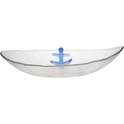 Pavilion Gift Company - Anchor - 12" Glass Platter with 3D Icon - Serving Platters