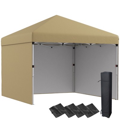 Outsunny 10 x 10ft Pop Up Canopy with Sidewalls, Weight Bags and Carry Bag, Height Adjustable Tents for Parties