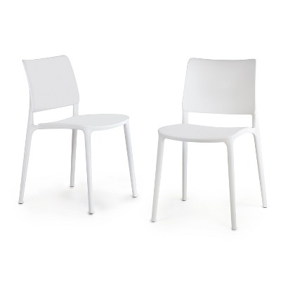 WRGHOME Garden Modern Outdoor/Indoor Plastic Resin Stacking Patio Dining Side Chair  (Set of 2)