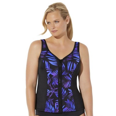 Swimsuits for All Chlorine Resistant Sweetheart Zip Front Tankini Top (Plus Sizes Available)