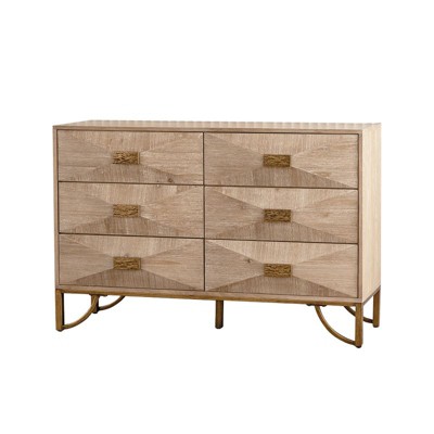 Okak Light Wood 6-Drawer Dresser & Chest Modern Design with Smooth Sliding Drawers for Living Room/Bedroom/Entryway Storage