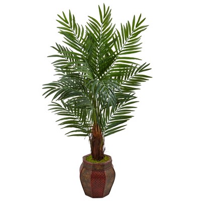 Nearly Natural 5-ft Areca Palm Artificial Tree in Weave Planter