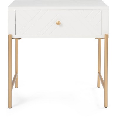Jupiter Side Table White/Gold - Adore Decor: Luxury Glam Accent Table for Bedroom or Living Room