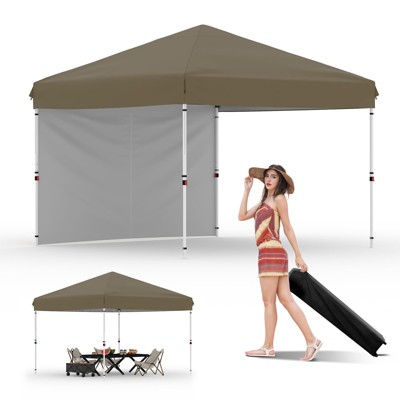 10x10 Pop-Up Canopy Tent – Heavy Duty Commercial Instant Outdoor Shelter with One-Person Setup and Adjustable Height, Black