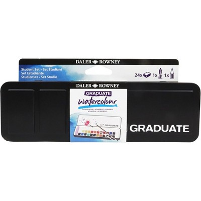 Daler-Rowney Graduate Watercolor Paint Half Pan Travel Set, Assorted Colors, 24 Pieces