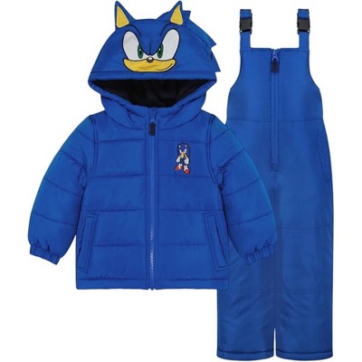 Sonic The Hedgehog Boy’s Heavyweight 2-Piece Coat & Snow bib Snowsuit Set