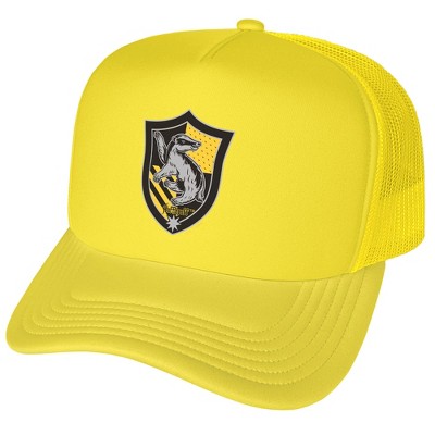 Harry Potter Hufflepuff Plaid Crest Foam Trucker Cap Yellow