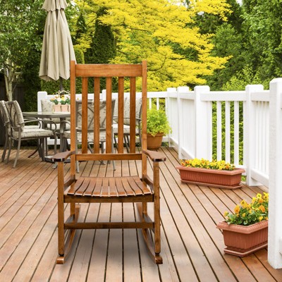 KTMBDW Outdoor Rocking Chair, Wood High Back Rocker, All Weather Lounge Chair for Porch Patio Fire Pit Garden Backyard Deck Indoor, Wave Shape