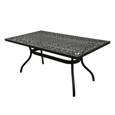 Oakland Living 68" Ornate Mesh Aluminum Rectangle. Patio Dining Table - UV Resistant, Weatherproof, Black